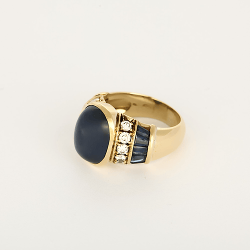 Bague 55 Bague en Or jaune 18k (750 millièmes) et Saphir, diamants 58 Facettes DV31672-25