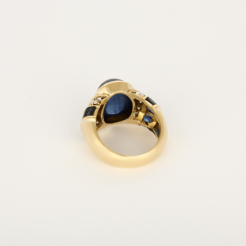 Bague 55 Bague en Or jaune 18k (750 millièmes) et Saphir, diamants 58 Facettes DV31672-25