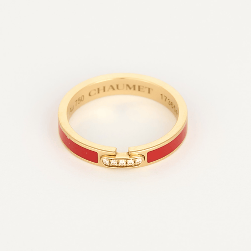 CHAUMET - Lien évidence, laque rouge - Bague en or jaune et diamant