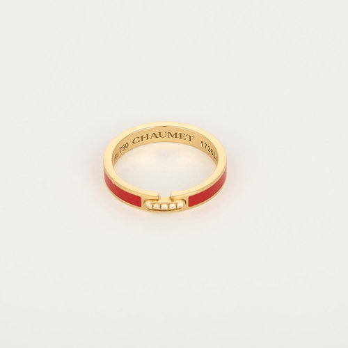 CHAUMET - Lien évidence, laque rouge - Bague en or jaune et diamant