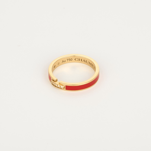 CHAUMET - Lien évidence, laque rouge - Bague en or jaune et diamant