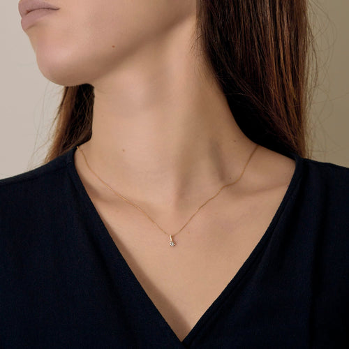 Collier Collier en or jaune et pendentif diamant 0.10 carat environ 58 Facettes DV0988-19