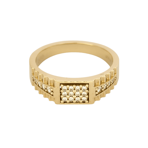 Bague 64 Deangelo - Bague type chevalière en or jaune 14K et diamants 58 Facettes DV34593-1
