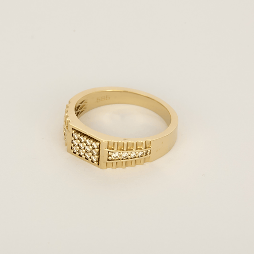 Bague 64 Deangelo - Bague type chevalière en or jaune 14K et diamants 58 Facettes DV34593-1