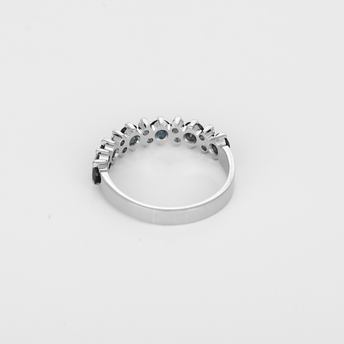Bague 53 Demie Alliance en or gris, saphirs et diamants 58 Facettes DV0988-6