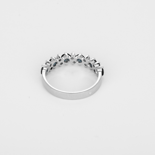 Bague 53 Demie Alliance en or gris, saphirs et diamants 58 Facettes DV0988-6