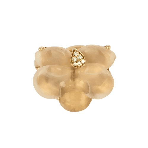 Bague 56 DIDIER GUERIN - Bague en or jaune et quartz rose et diamant 58 Facettes DV35755-1