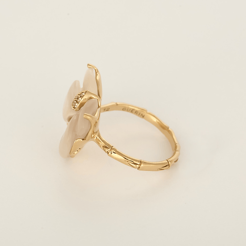Bague 56 DIDIER GUERIN - Bague en or jaune et quartz rose et diamant 58 Facettes DV35755-1