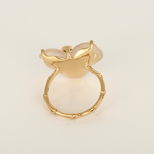 Bague 56 DIDIER GUERIN - Bague en or jaune et quartz rose et diamant 58 Facettes DV35755-1