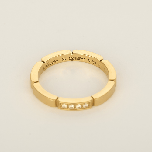 Bague 56 Cartier - Alliance Maillon Panthère, or rose et 4 diamants 58 Facettes DV33683-1