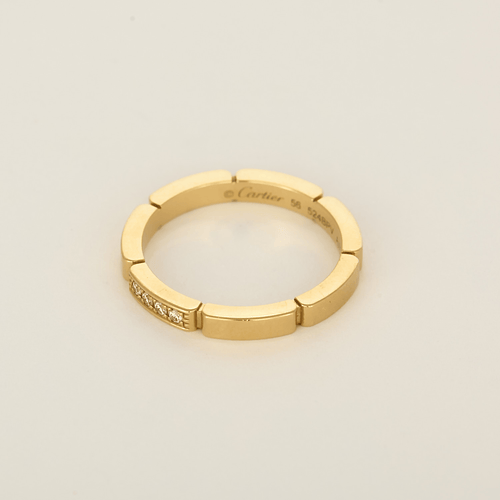 Bague 56 Cartier - Alliance Maillon Panthère, or rose et 4 diamants 58 Facettes DV33683-1