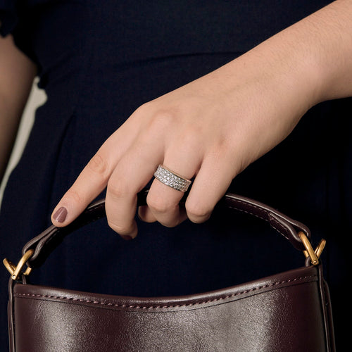 Bague 56 Bague bandeau en or gris et diamants - 1.30 carat environ 58 Facettes DV26878-6