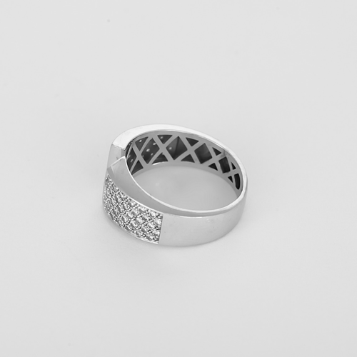 Bague 49 Bague moderniste en or gris et pavages petits diamants 58 Facettes DV35663-2