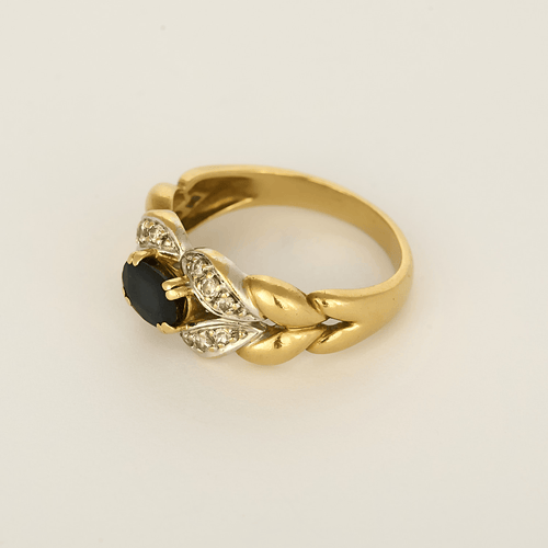 Bague 58 Bague en Or jaune, saphir et diamants 58 Facettes DV35829-1