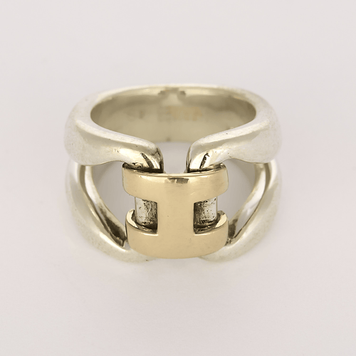 Bague 49 HERMES - History - Bague en argent et or jaune 58 Facettes DV35663-1