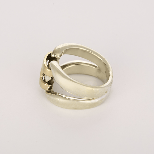 Bague 49 HERMES - History - Bague en argent et or jaune 58 Facettes DV35663-1