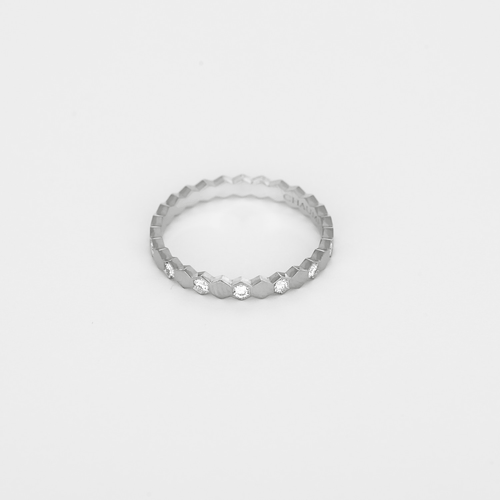 Bague 55 CHAUMET -Bee my Love - Alliance semi-pavée, or gris et diamants 58 Facettes DV35369-3