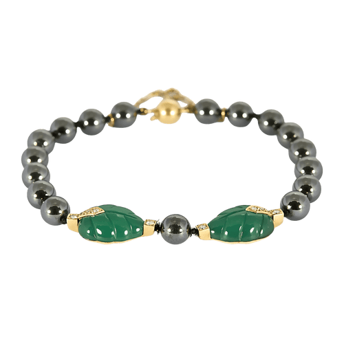 Bracelet CARTIER - Patiala - Bracelet or jaune, diamants, hématite et chrysoprase 58 Facettes DV35772-2