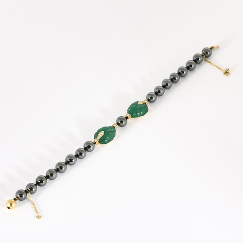Bracelet CARTIER - Patiala - Bracelet or jaune, diamants, hématite et chrysoprase 58 Facettes DV35772-2