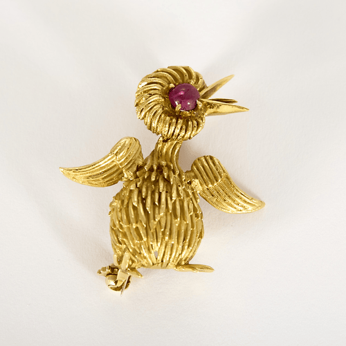 Broche Broche Poussin en or jaune et rubis 58 Facettes DV35975-2