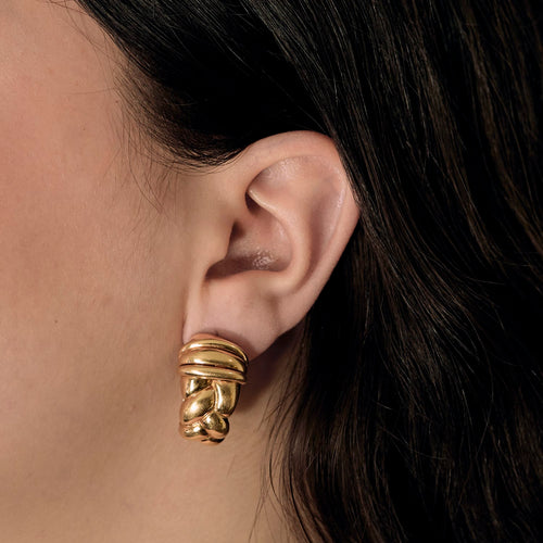 Boucles d'oreilles OJ Perrin - Tresse - Boucles d'oreilles en or jaune par André Vassort 58 Facettes DV35794-1