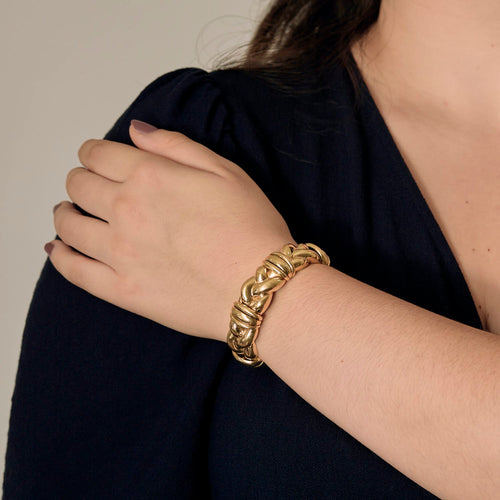 Bracelet OJ Perrin - Tresse - Bracelet jonc rigide en or jaune par André Vassort 58 Facettes DV35794-2