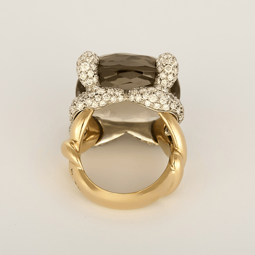 Bague 51 Pomellato - Tango - Bague en or jaune, diamants et quartz fumé 58 Facettes DV36094-1