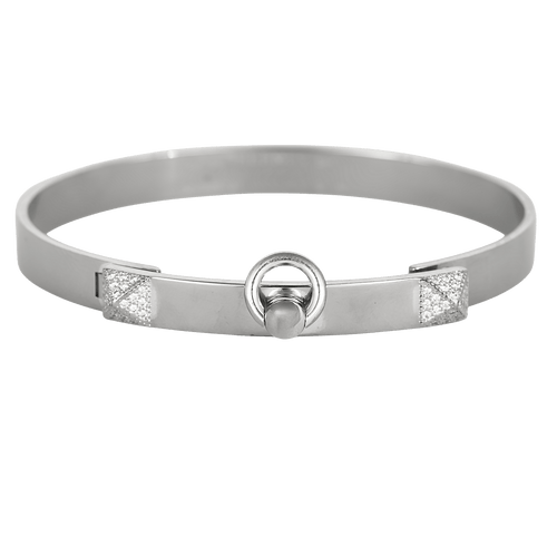 Bracelet HERMÈS - Collier de chien - Bracelet en or blanc et diamant 58 Facettes DV35141-1