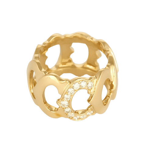 Bague 49 CARTIER - Double C -  Bague en or jaune et diamants 58 Facettes DV35375-1