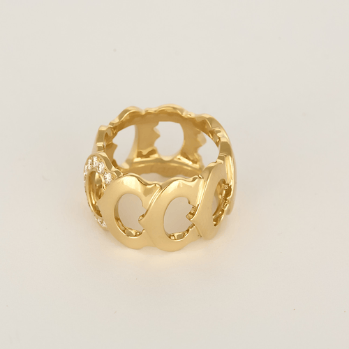 Bague 49 CARTIER - Double C -  Bague en or jaune et diamants 58 Facettes DV35375-1