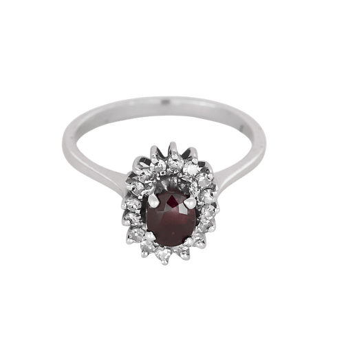 Bague 58.5 Bague marguerite en or blanc, rubis : 0,60 carat et diamants : 0,15 carat 58 Facettes DV25961-12