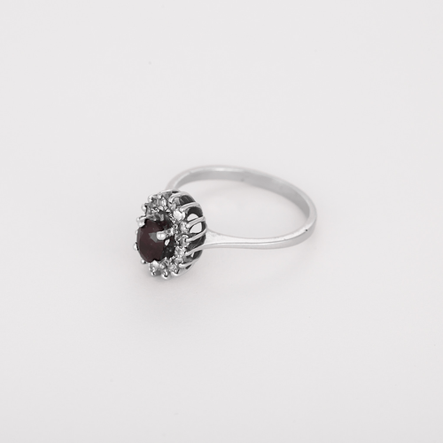 Bague 58.5 Bague marguerite en or blanc, rubis : 0,60 carat et diamants : 0,15 carat 58 Facettes DV25961-12