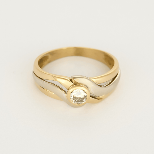 Bague 53 Bague en en or jaune et or gris, diamant 0.20 carat 58 Facettes DV19118-4