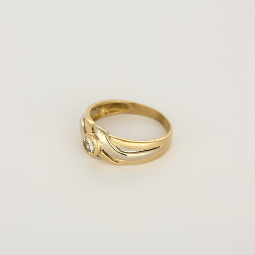 Bague 53 Bague en en or jaune et or gris, diamant 0.20 carat 58 Facettes DV19118-4