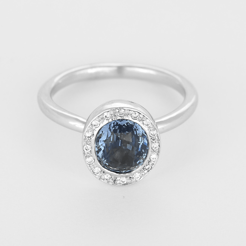 Bague 51 Bague en Or blanc 18k (750 millièmes) et Diamant et Saphir 58 Facettes DV32363-11