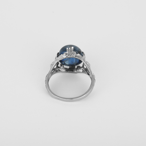 Bague 50 Élégante bague dôme en or blanc et saphir 6 carats 58 Facettes DV13401-20