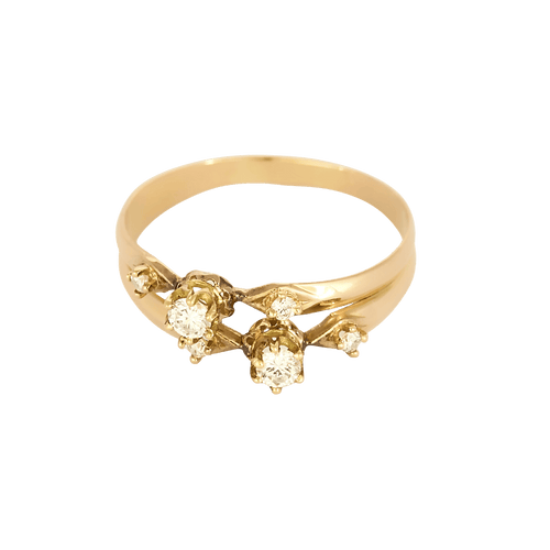 Bague 59 Bague en or jaune et diamants : 0,28 carat 58 Facettes DV25961-8