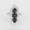 Bague 52 Bague navette en or gris, saphirs et diamants 58 Facettes DV35270-3