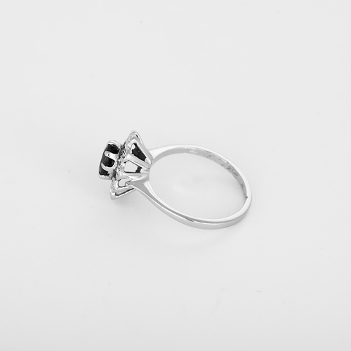 Bague 51 Bague marguerite en or gris 14K, saphir et diamants 58 Facettes DV35743-1