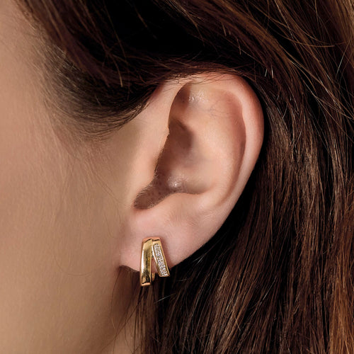 Boucles d'oreilles Boucles d'oreilles en or jaune et diamants : 0,16 carat 58 Facettes DV36109-1