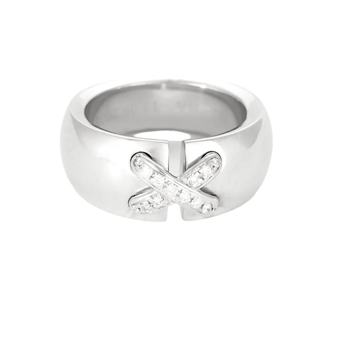 Bague 54 CHAUMET - Bague double lien en or gris et diamants 58 Facettes DV0975-6
