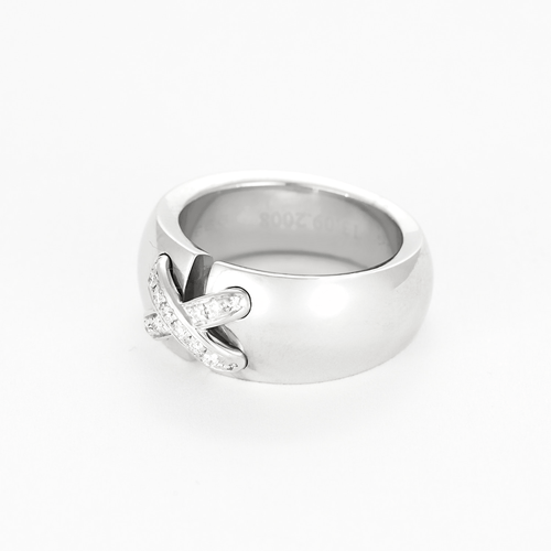 Bague 54 CHAUMET - Bague double lien en or gris et diamants 58 Facettes DV0975-6
