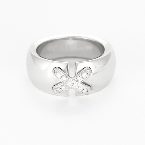Bague 54 CHAUMET - Bague double lien en or gris et diamants 58 Facettes DV0975-6