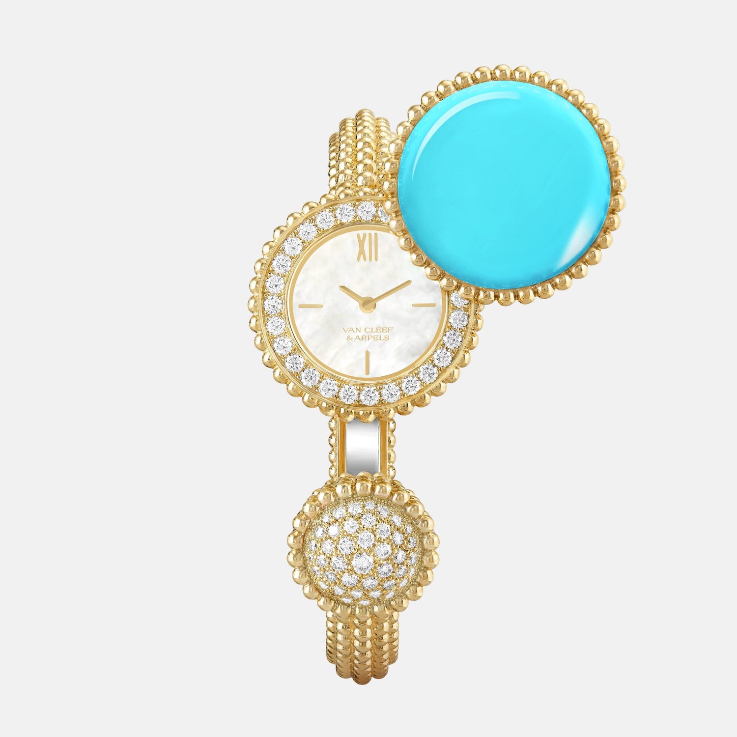 Montre Perlée Or jaune Diamant 1.53ct