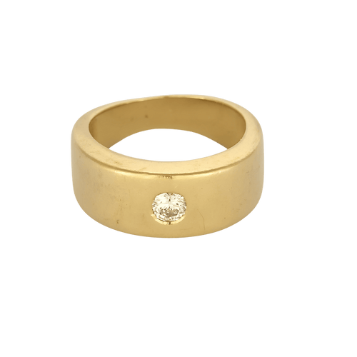 Bague de type chevalière en or jaune et diamants