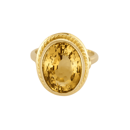 Bague cocktail en or jaune et citrine : 5 carats