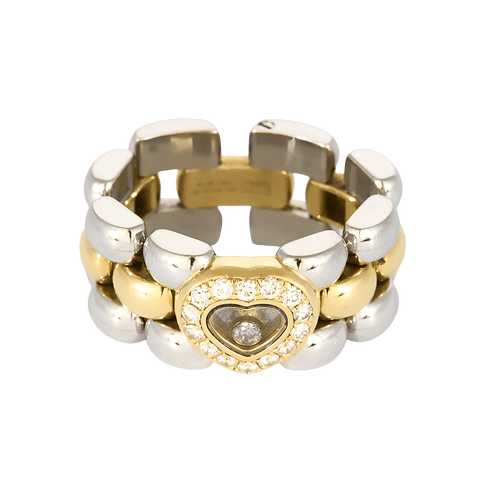 Chopard - Happy Diamond - Bague en acier, or rose, diamants : 0,33 carat