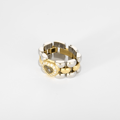 Chopard - Happy Diamond - Bague en acier, or rose, diamants : 0,33 carat