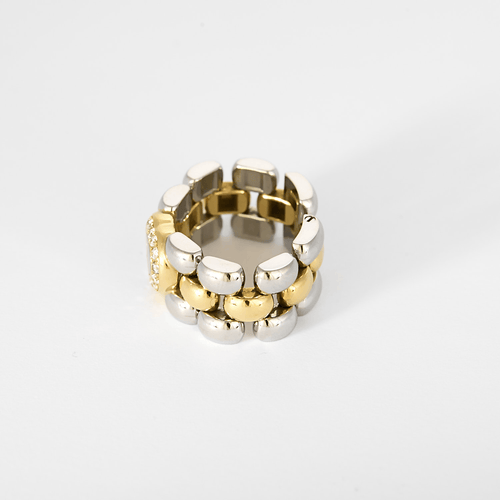 Chopard - Happy Diamond - Bague en acier, or rose, diamants : 0,33 carat
