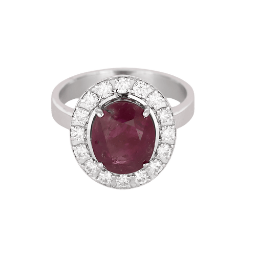 Bague 54 Bague en or blanc, rubis : 4,29 carats et diamants : 0,45 carat 58 Facettes DV36260-2